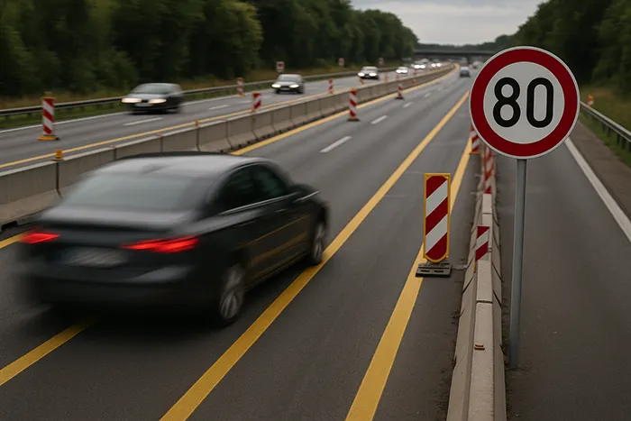 Zone 80 Baustelle zu schnell